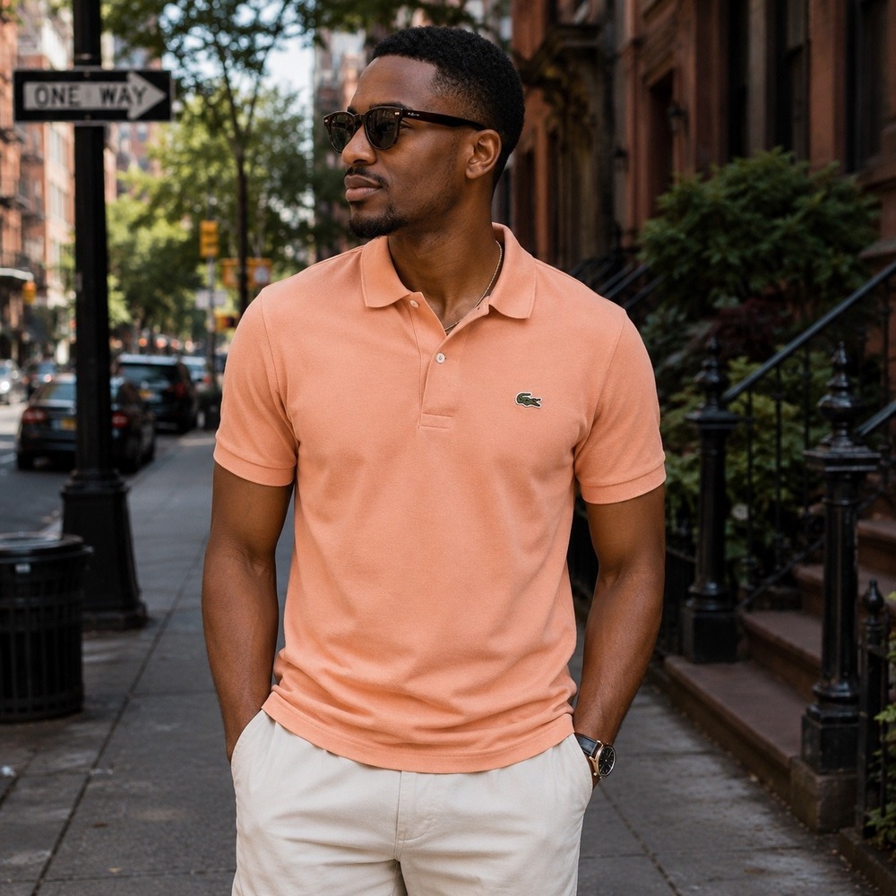 Lacoste Classic Fit Polo Shirt Mens Small Peach Salmon Cotton L1212 Short Sleeve